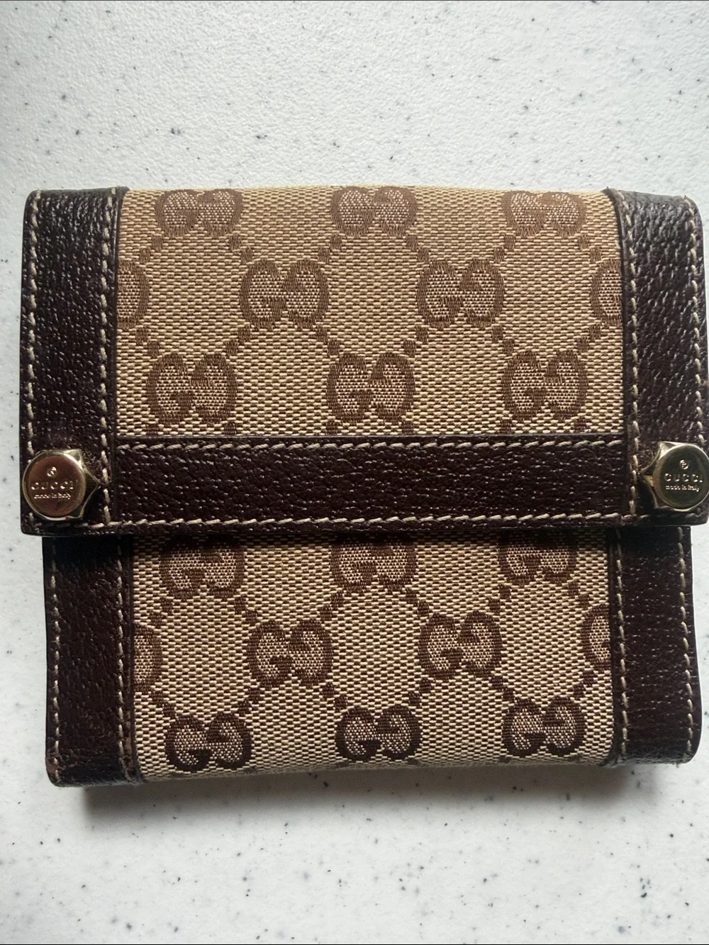 Gucci Tan and Brown GG Canvas Compact Wallet - Picture 8 of 12